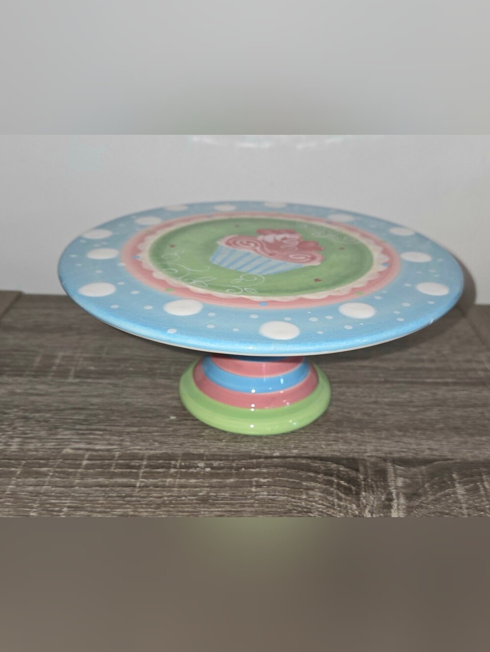 Certified International Cupcake Cake Stand Pedestal Birthday 8" SEE DESCRIPTION.